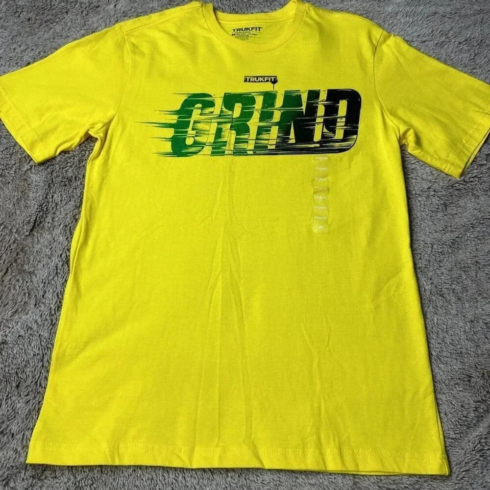 TRUKFIT Men’s Grind Graphic Cyber Yellow T-Shirt Size M - Picture 2 of 16